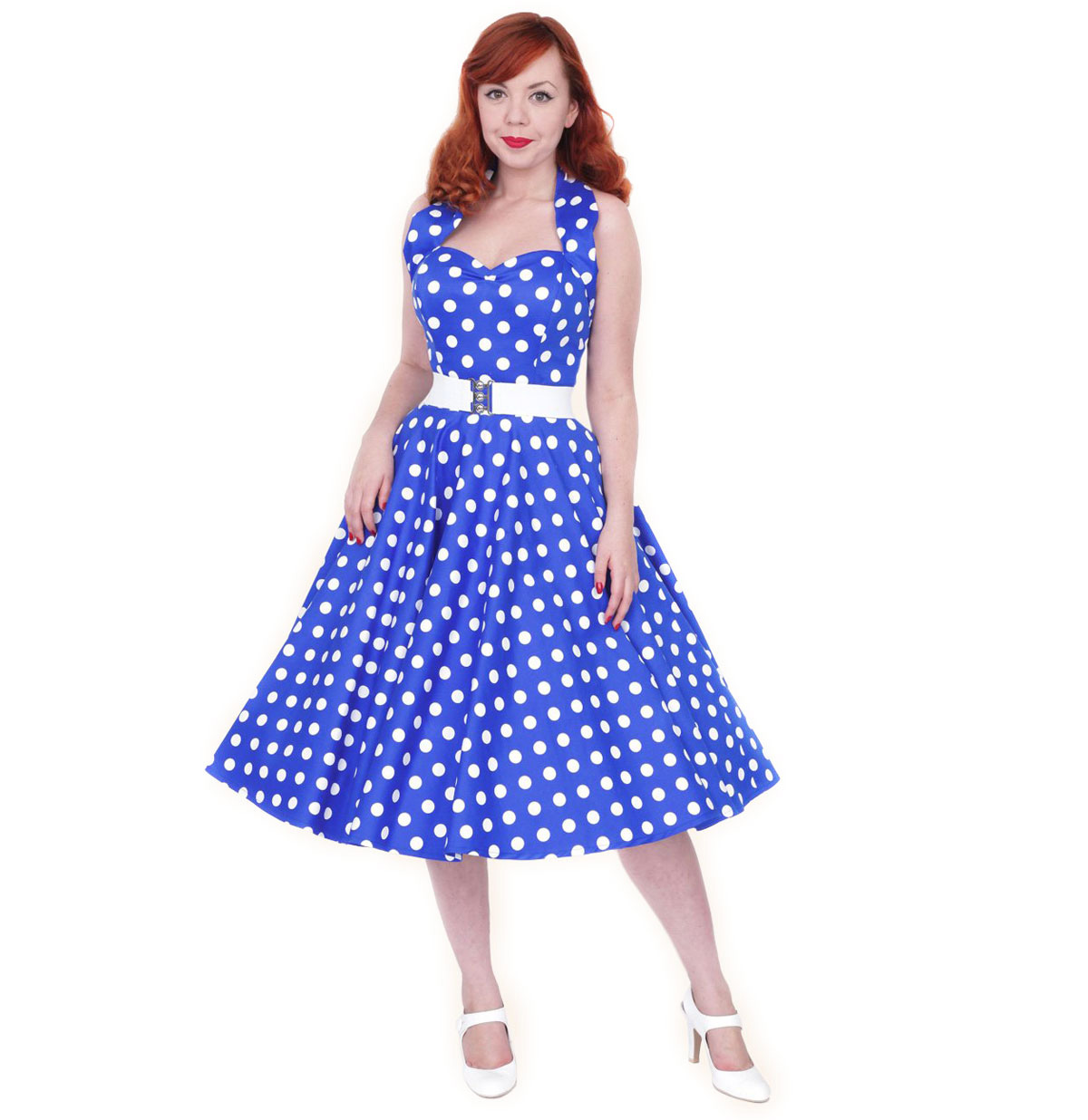 Polka Dress Royal Blue/White-44 (NL)/ 18 (UK) | 32% korting | Vivien of Holloway
