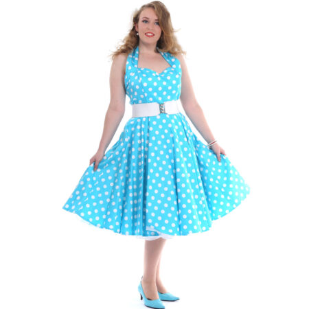 Polka Dress Turquoise/White-44 (NL)/ 18 (UK) | 30% korting | Vivien of Holloway