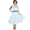 Polka Dress White/Turquoise-36 (NL) /10 (UK) | 28% korting | Vivien of Holloway