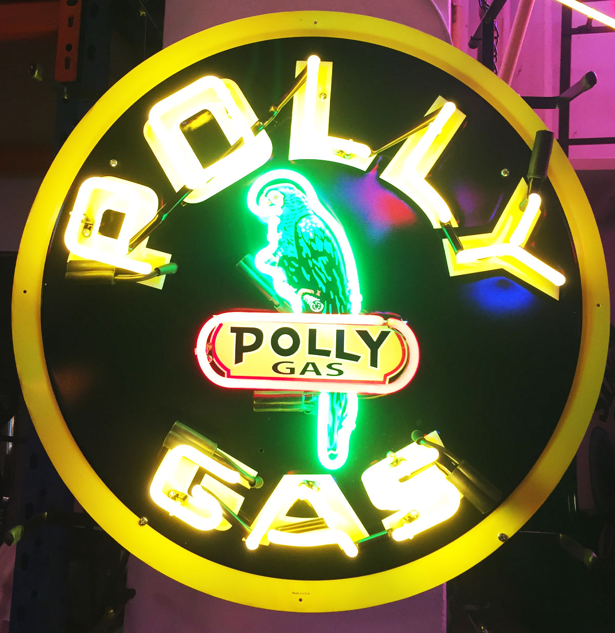 Polly Gas Neon Met Achterplaat 60 x 60 cm | Polly Gas