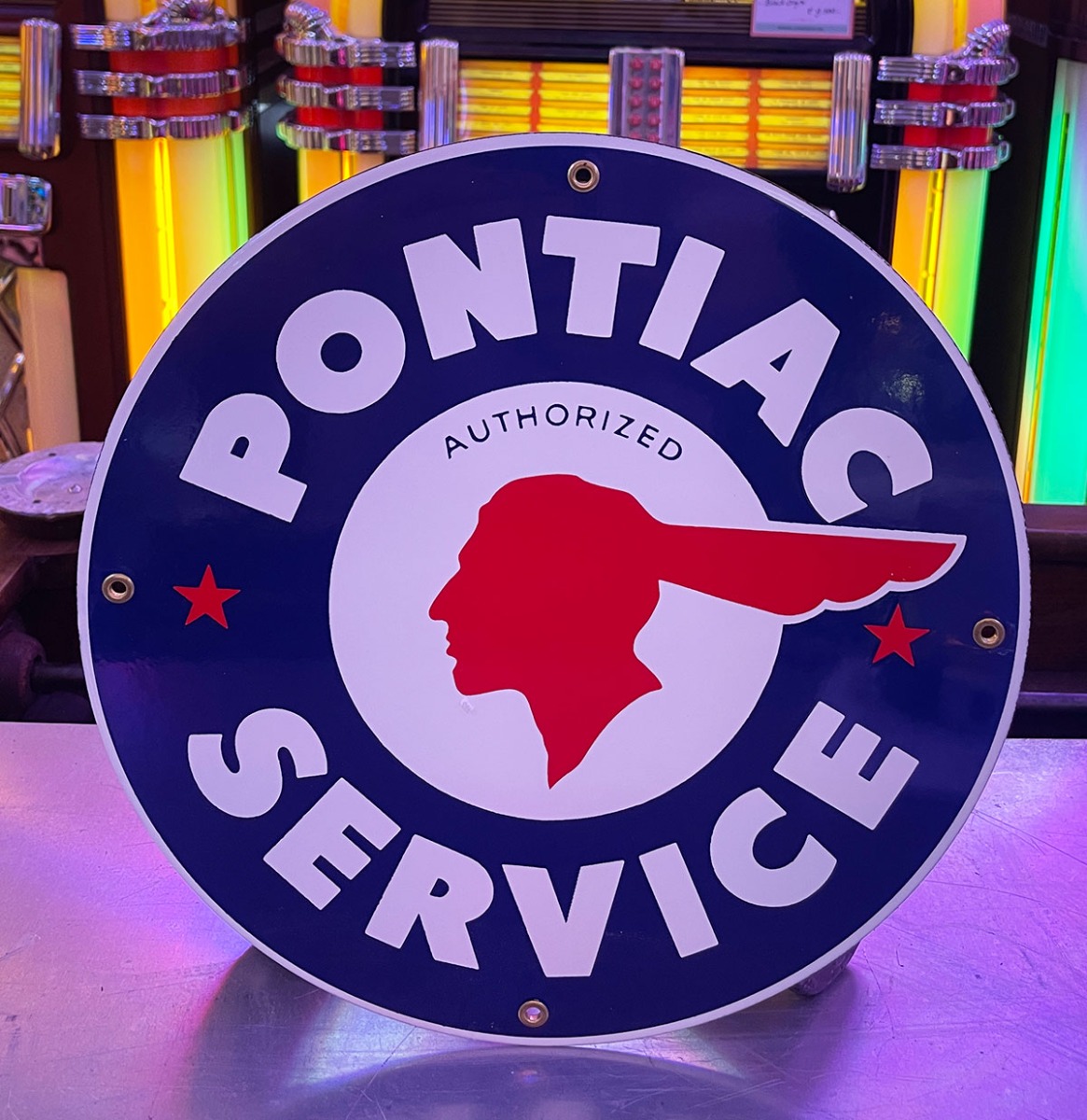Pontiac Service Emaille Bord - NOS 1990s - Ø30cm | Pontiac