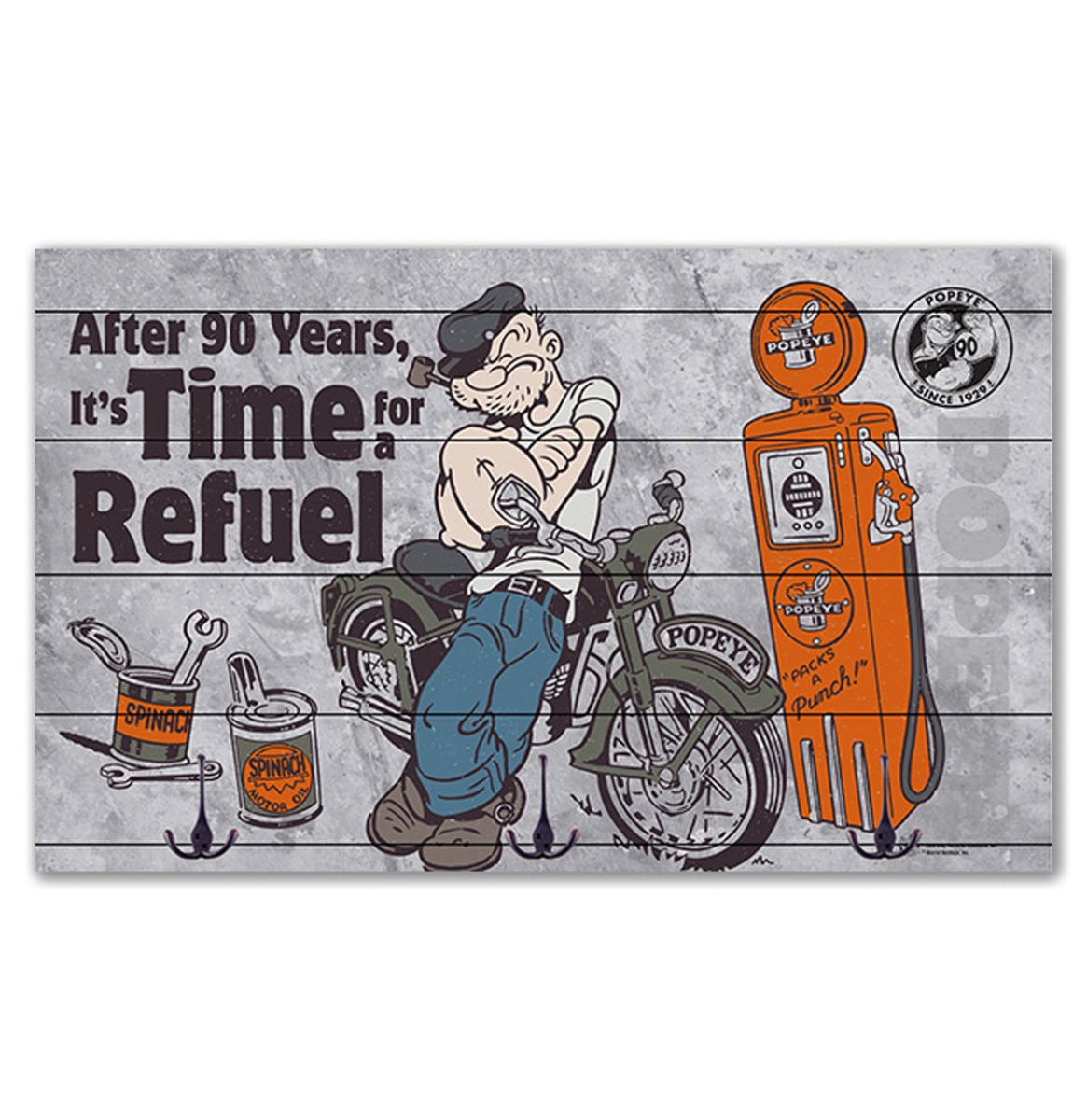 Popeye - After 90 Years It's Time For A Refuel Houten Kapstok - 50 x 30 cm | The Dutch Pickers
