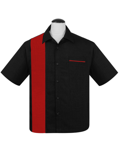 Poplin Single Panel Shirt Black / Red-XS | 17% korting (LP) | Steady Clothing