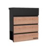 Practo Garden Cannes brievenbus modern met krantenvak staal - mat zwart/houtlook | Practo Garden