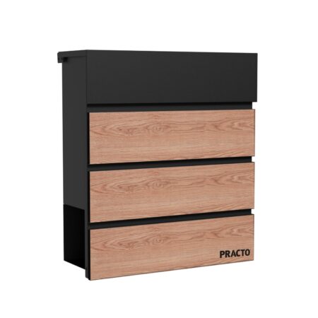 Practo Garden Cannes brievenbus modern met krantenvak staal - mat zwart/houtlook | Practo Garden