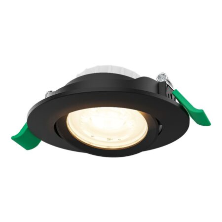 Prado Dimbare LED Inbouwspot - 6 Watt 570 lumen - CCT Lichtkleur Instelbaar 2700K/4000K/6000K - Lage inbouwdiepte 27mm - Rond - Kantelbaar - IP20 voor binnen - Zwart | HOFTRONIC