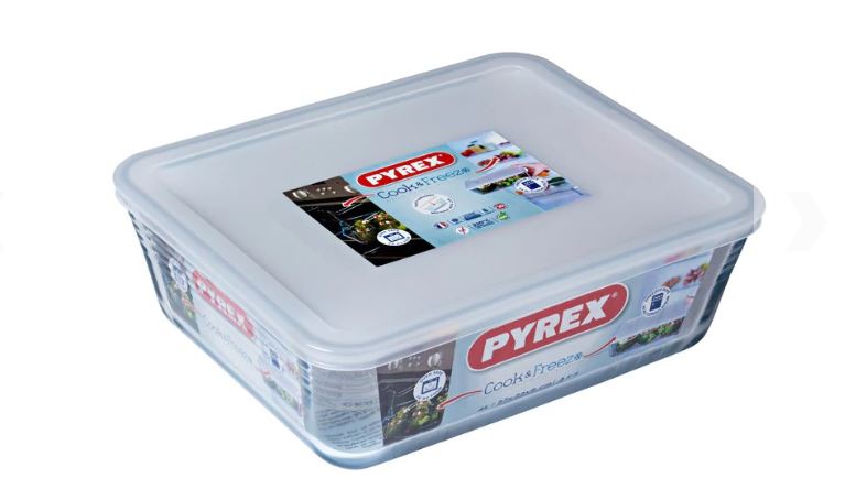 Pyrex schaal met deksel 27x23cm glas | Pyrex