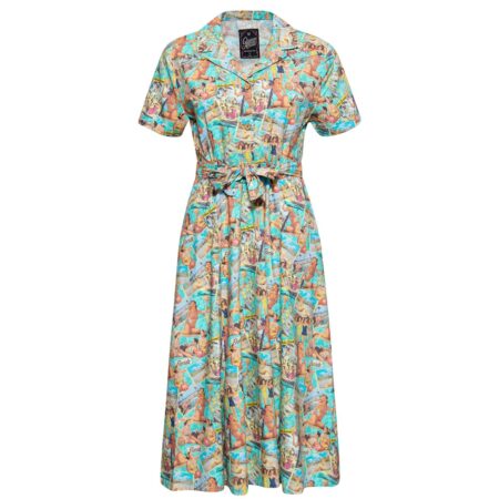 Queen Kerosin 50's Vacation Dress Blue Heaven-XXL | Queen Kerosin