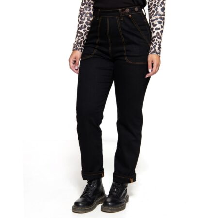 Queen Kerosin 50s Vintage Jeans Black-26/34 | Queen Kerosin