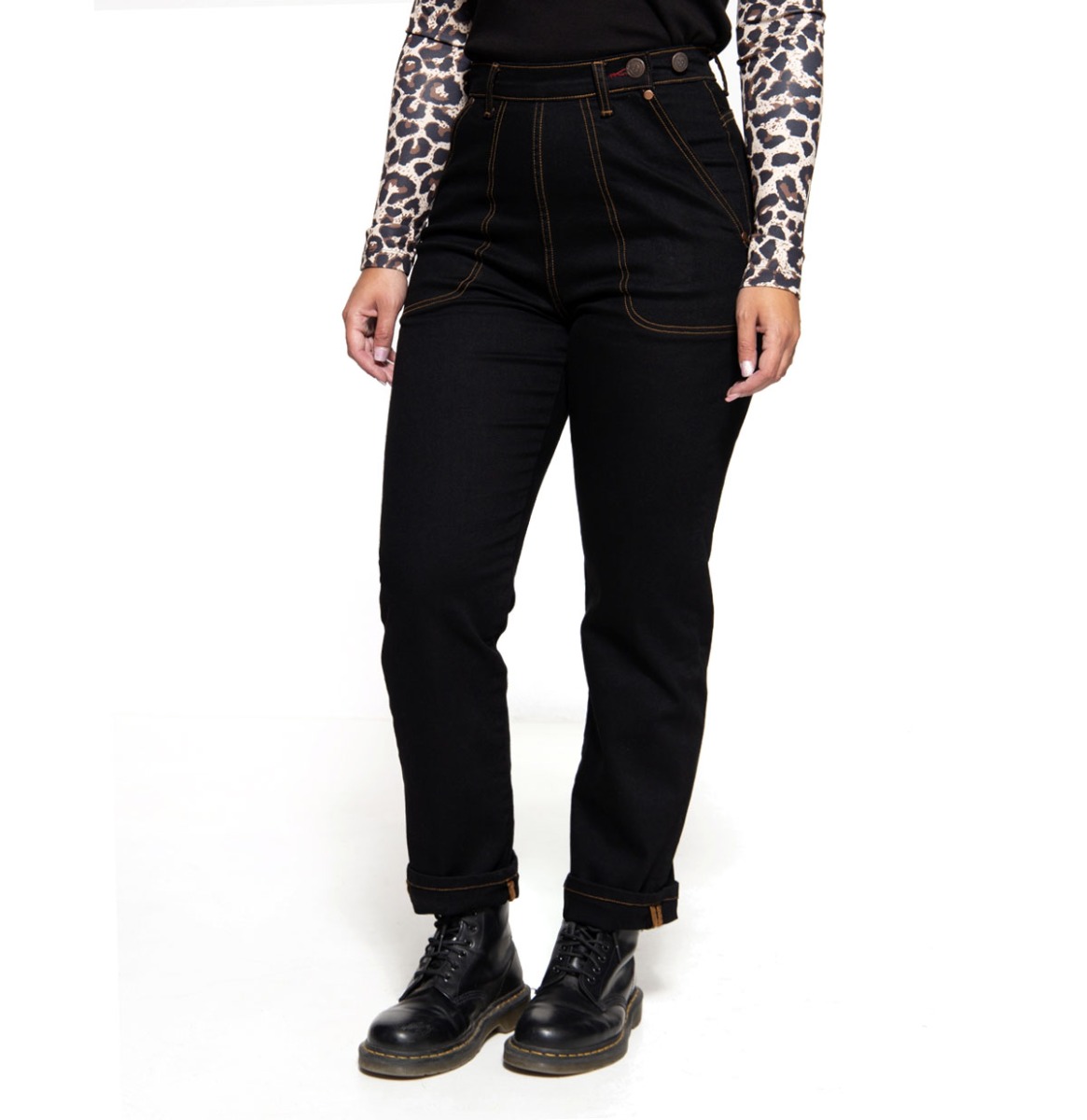 Queen Kerosin 50s Vintage Jeans Black-26/34 | Queen Kerosin