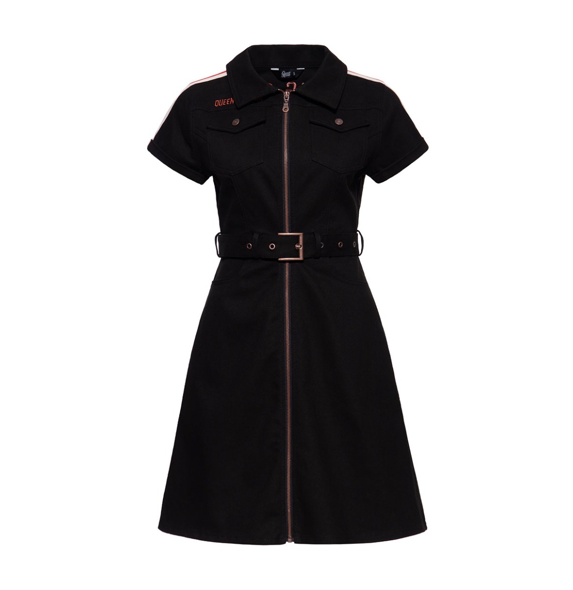 Queen Kerosin A-Line Denim Dress Racing Queen Black-3XL | Queen Kerosin