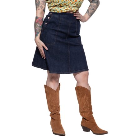 Queen Kerosin A-Line Denim Skirt Josie Blue-2XL | Queen Kerosin