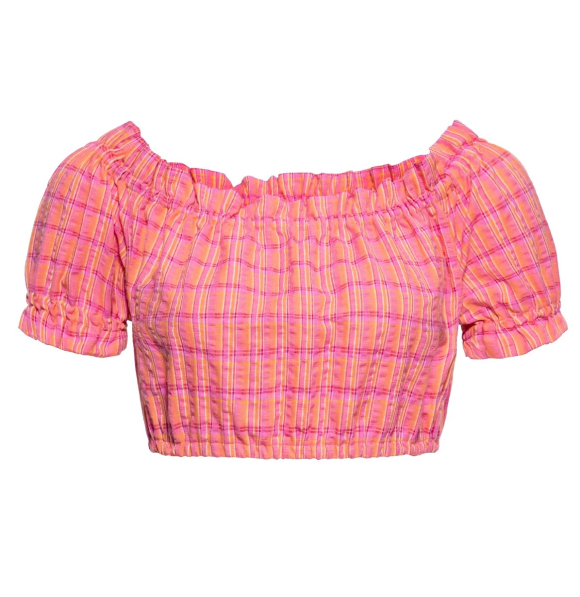 Queen Kerosin Carmen Top Karo Orange Pink-L | 33% korting | Queen Kerosin