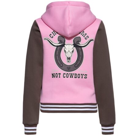 Queen Kerosin Chase Dreams Not Cowboys Zipper Hoodie Pink-L | Queen Kerosin