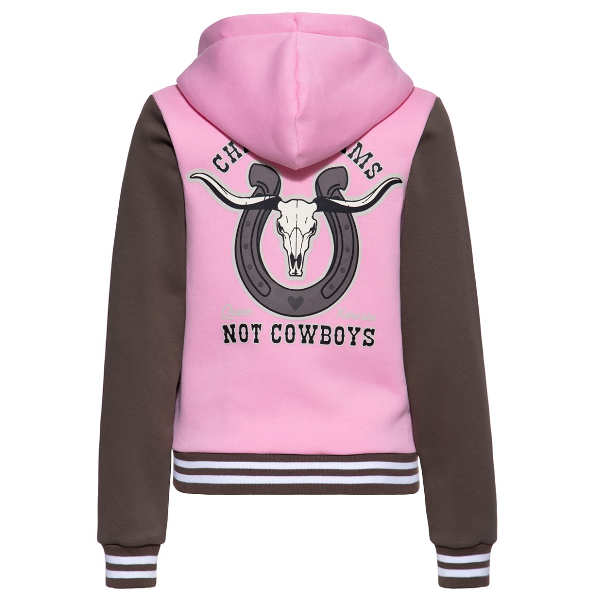 Queen Kerosin Chase Dreams Not Cowboys Zipper Hoodie Pink-L | Queen Kerosin