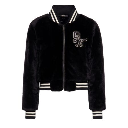 Queen Kerosin College Jacket Faux Fur Black-XL | Queen Kerosin