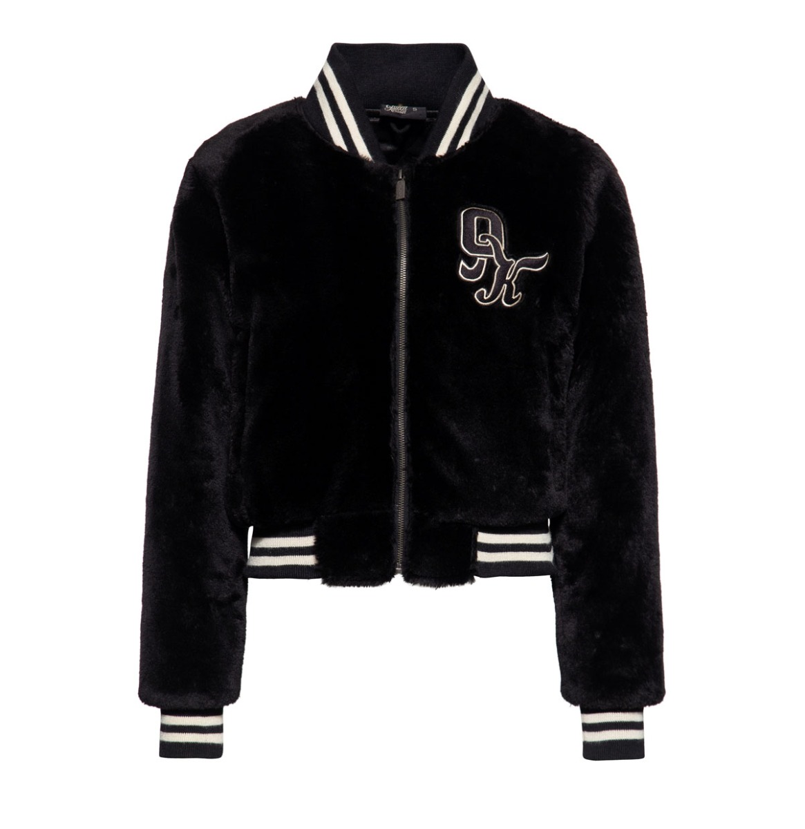 Queen Kerosin College Jacket Faux Fur Black-XL | Queen Kerosin