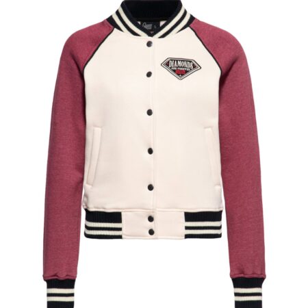 Queen Kerosin College Jacket 'Diamonds' Ecru-S | Fiftiesstore