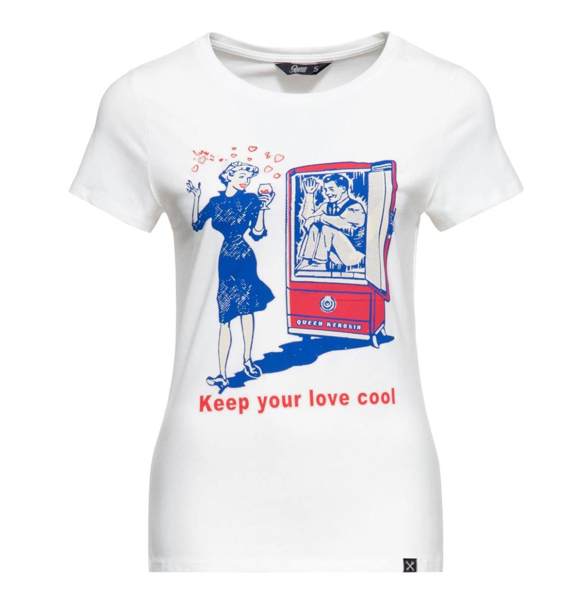 Queen Kerosin Cool Love T Shirt Off White-S | Queen Kerosin