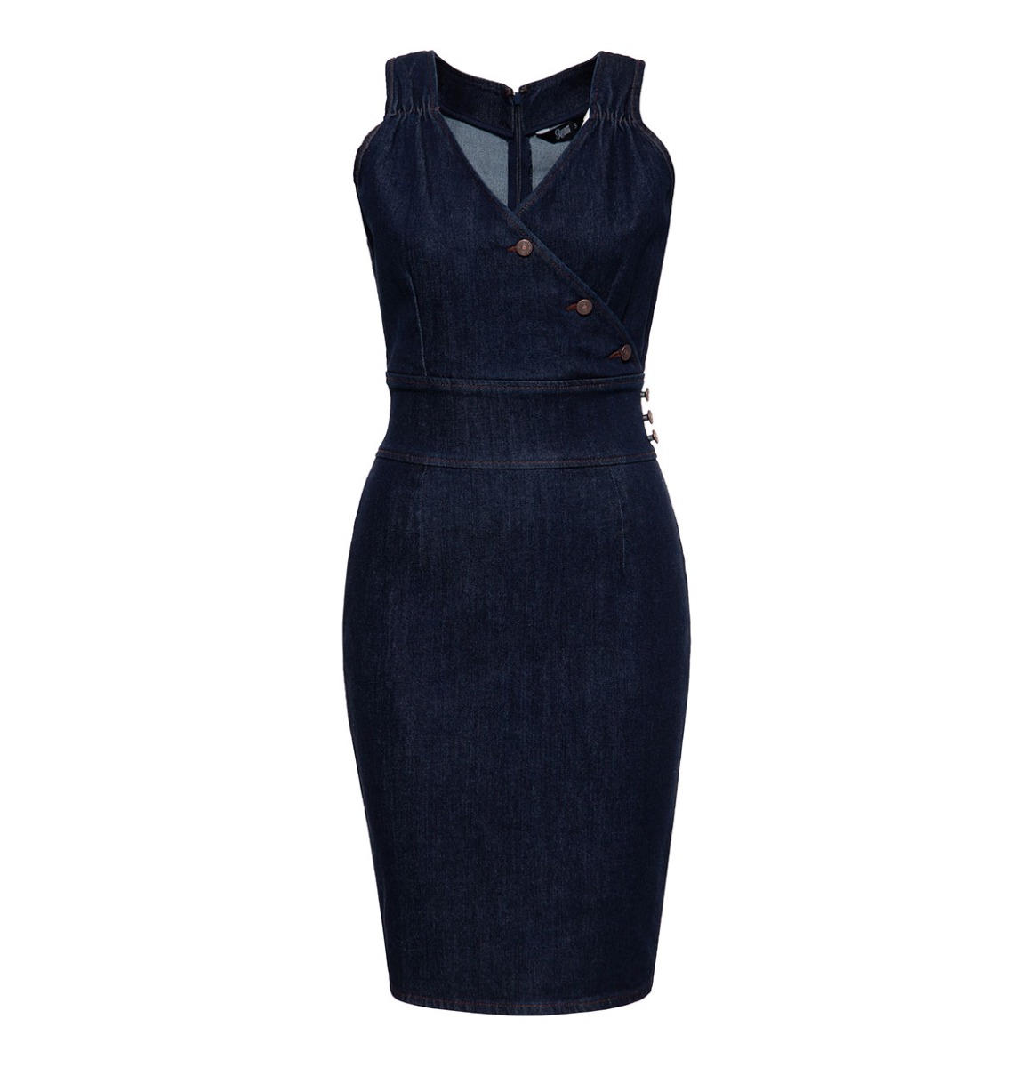 Queen Kerosin Denim Pencil Dress Peggy Blue-2XL | Queen Kerosin