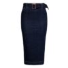 Queen Kerosin Denim Pencil Skirt With Belt Dark Blue-XS | 33% korting | Queen Kerosin
