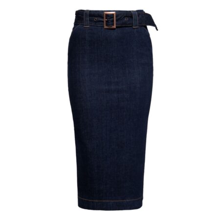 Queen Kerosin Denim Pencil Skirt With Belt Dark Blue-XS | 33% korting | Queen Kerosin