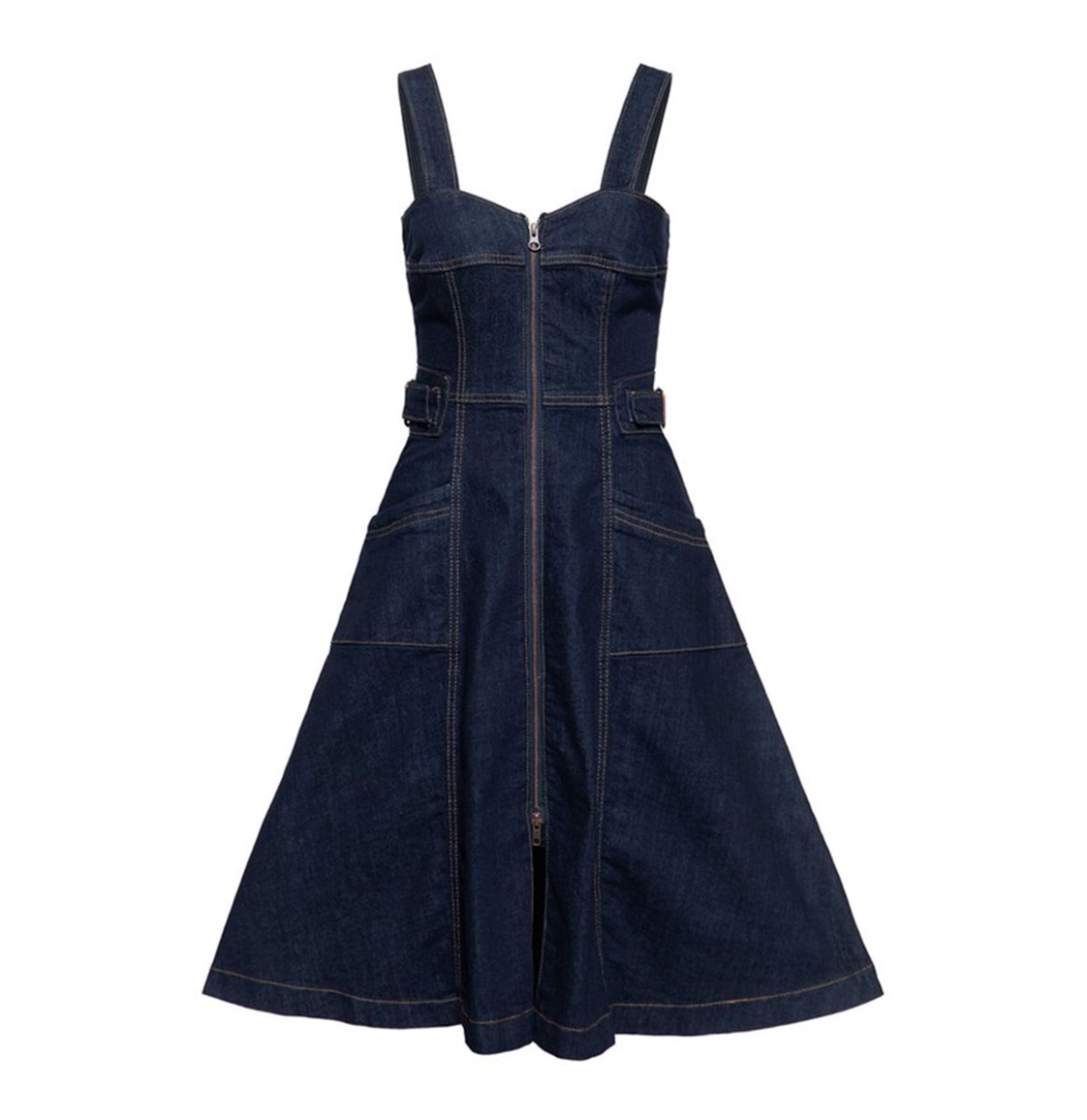 Queen Kerosin Denim Swing Dress Dark Blue Wash-L | Fiftiesstore