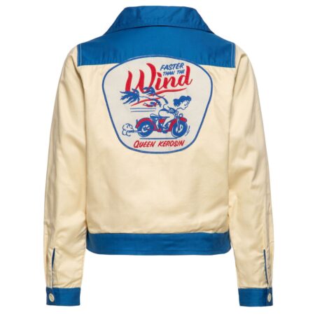 Queen Kerosin Faster Than The Wind Work Jacket Blue & Off White-XXL | Queen Kerosin