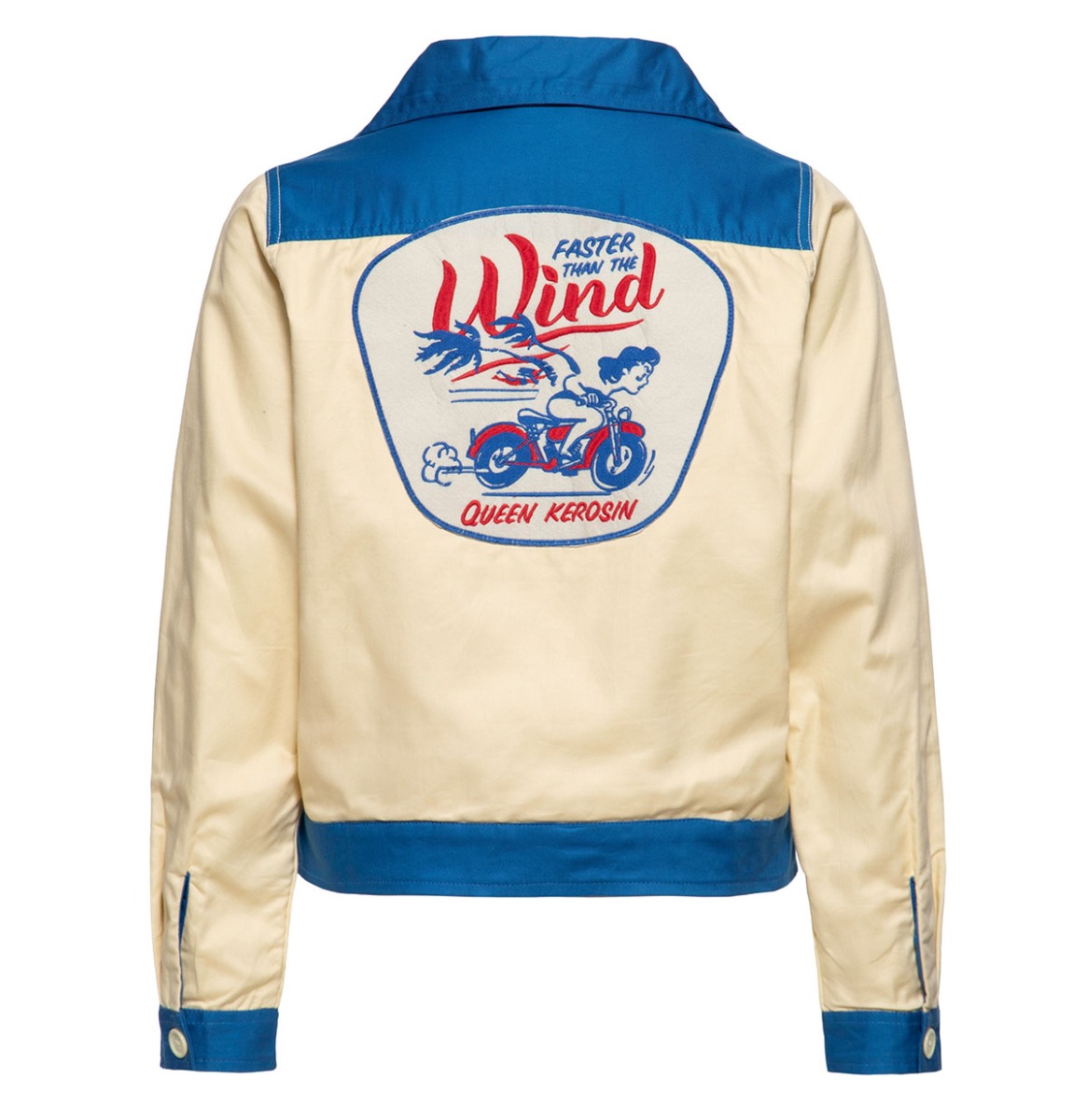 Queen Kerosin Faster Than The Wind Work Jacket Blue & Off White-XXL | Queen Kerosin