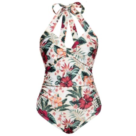 Queen Kerosin Flowers Swimsuit Ecru-XXXXL | 18% korting | Queen Kerosin