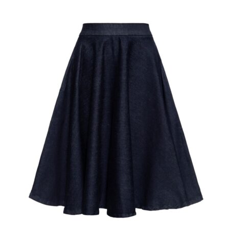 Queen Kerosin Full Circle Basic Swing Skirt Dark Blue Wash-XXXL | Queen Kerosin