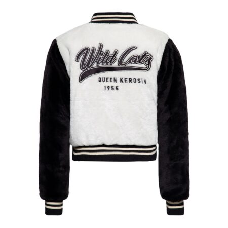 Queen Kerosin Fur College Jacket Wild Cats Black & White-XS | Queen Kerosin