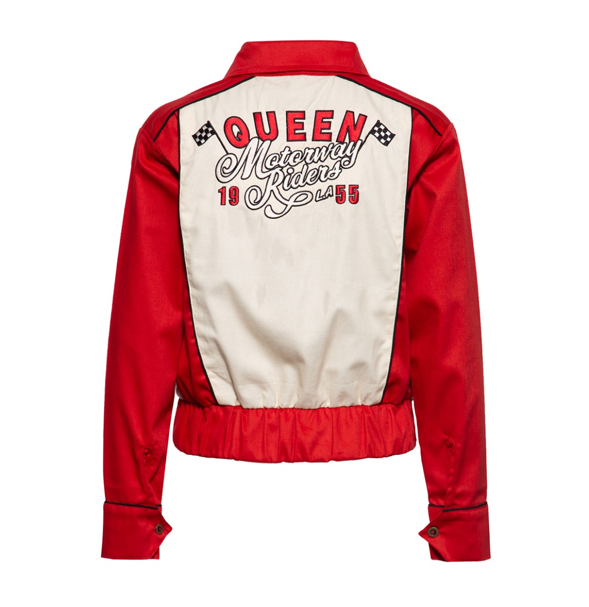 Queen Kerosin Gabardine Jacket Motorway Riders Red And White-XXXL | Queen Kerosin