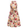 Queen Kerosin Hawaii Hibiscus Turtleneck Swing Dress Off White-L | Queen Kerosin
