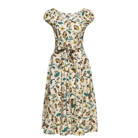 Queen Kerosin Hawaii Waikiki Swing Dress Off White -XXXL | Queen Kerosin