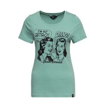 Queen Kerosin I Am So Retro Shirt Lake Green-M | 17% korting | Queen Kerosin
