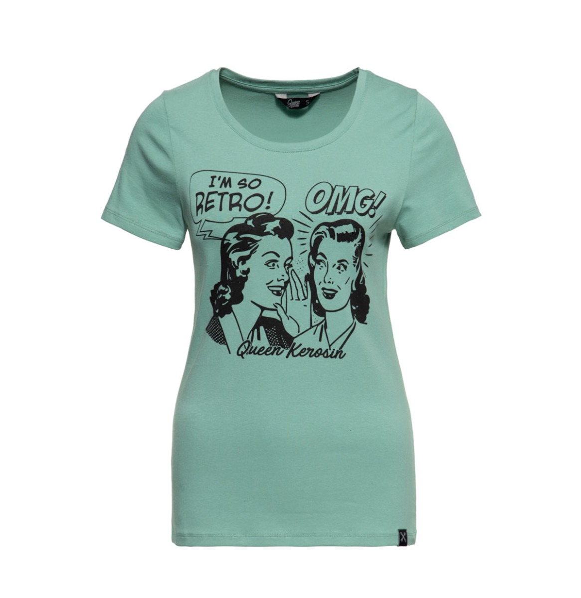Queen Kerosin I Am So Retro Shirt Lake Green-M | 17% korting | Queen Kerosin
