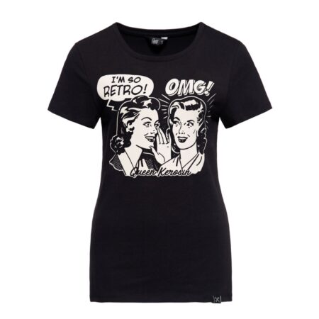 Queen Kerosin I Am So Retro T-Shirt Black-S | 17% korting | Queen Kerosin