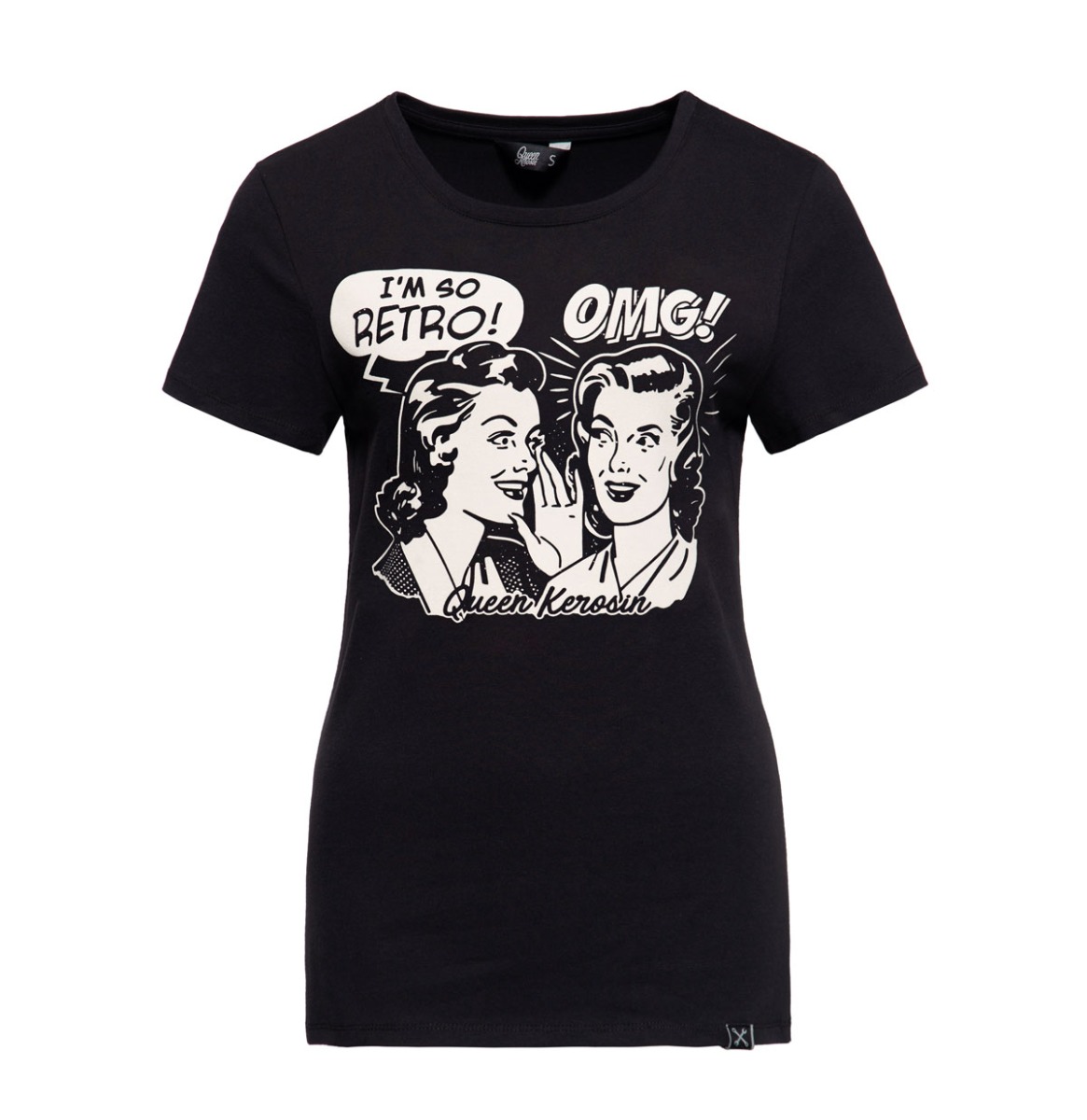 Queen Kerosin I Am So Retro T-Shirt Black-S | 17% korting | Queen Kerosin