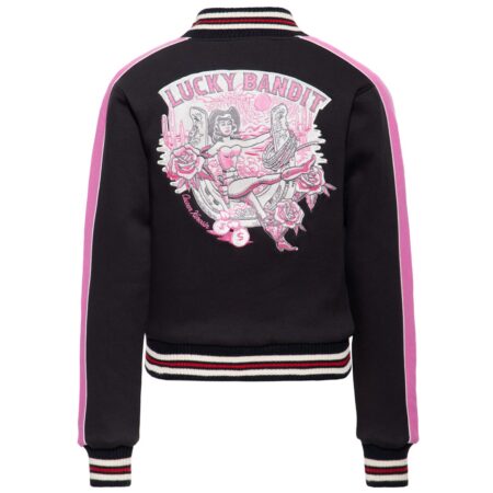 Queen Kerosin Lucky Bandit College Jacket Black & Pink-2XL | Queen Kerosin