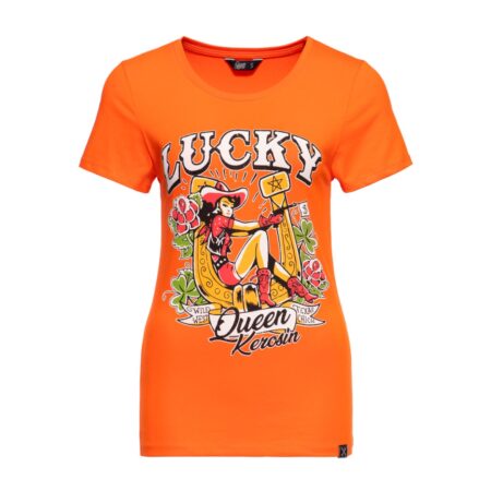Queen Kerosin Lucky T-shirt Orange -XS | 17% korting | Queen Kerosin