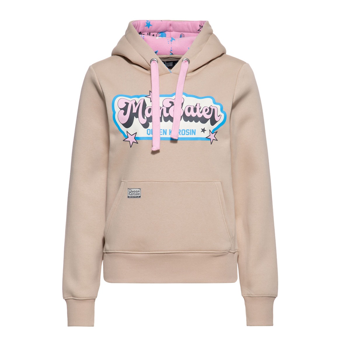 Queen Kerosin Man Eater Hoodie Beige-3XL | Queen Kerosin