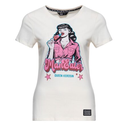 Queen Kerosin Maneater T-shirt Off White-4XL | Queen Kerosin