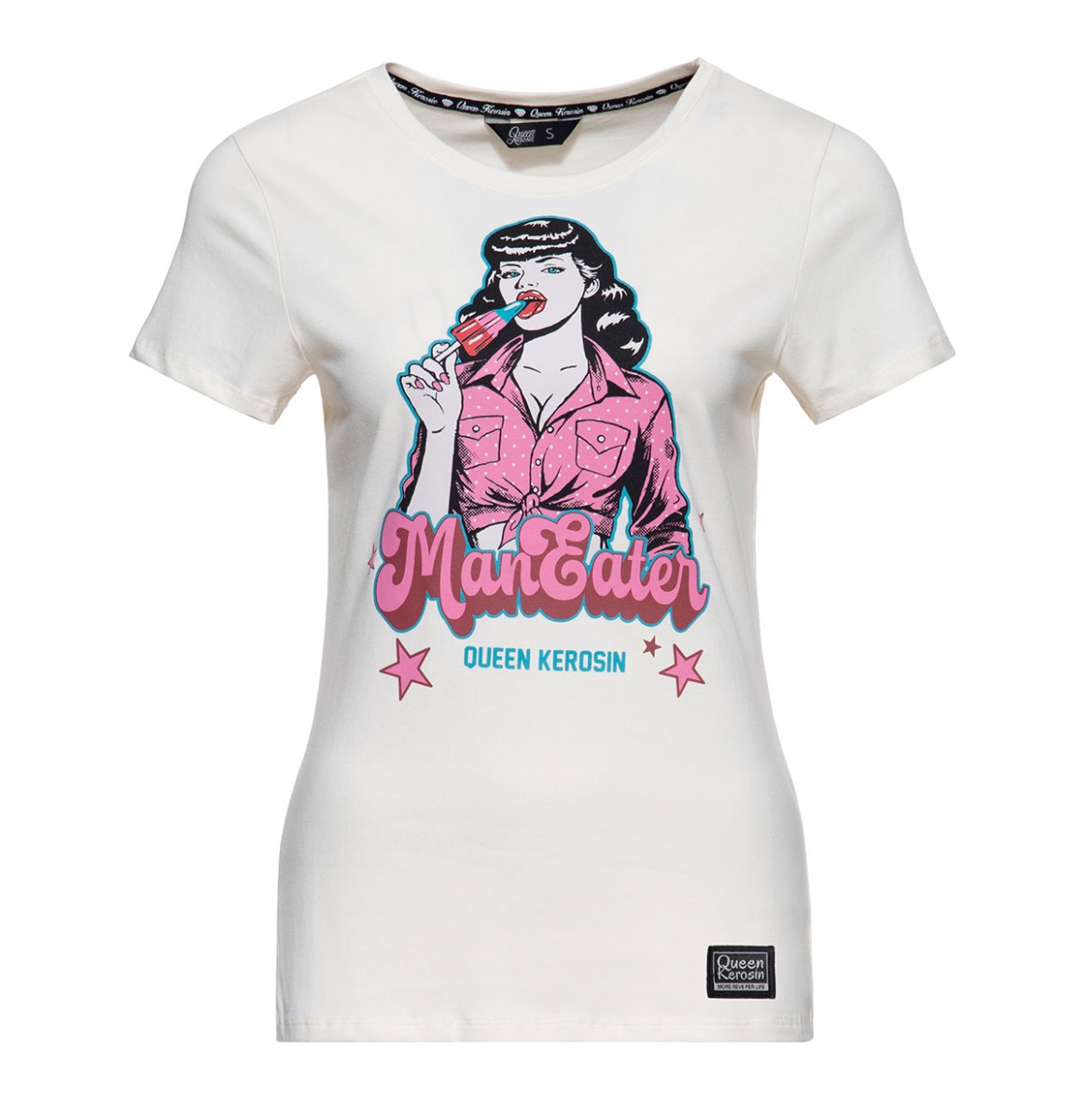 Queen Kerosin Maneater T-shirt Off White-4XL | Queen Kerosin
