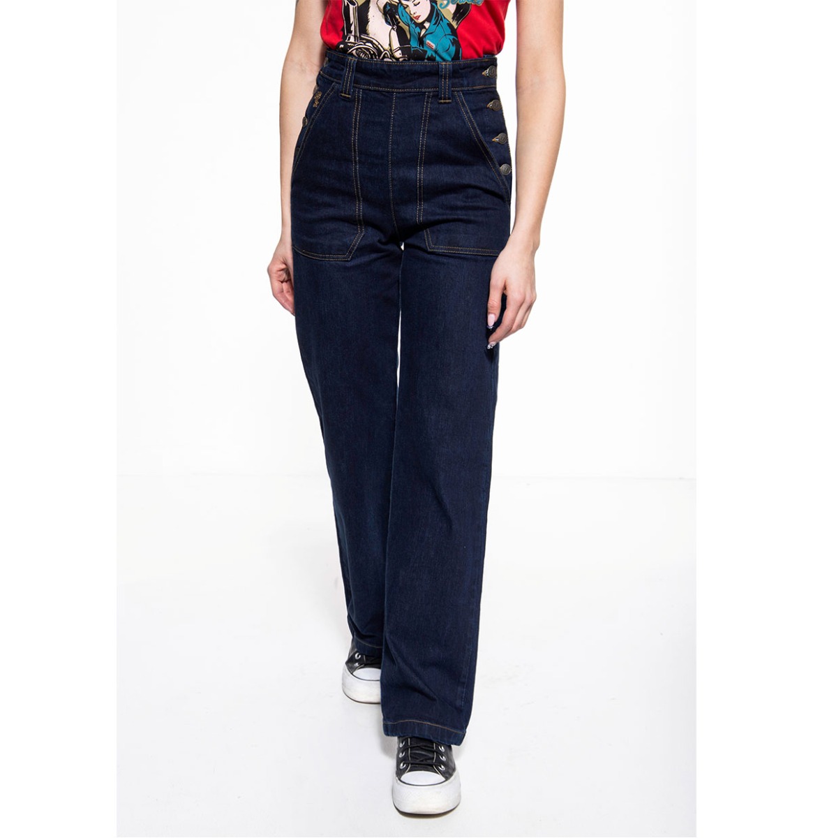 Queen Kerosin Marlene Demin Pants Dark Blue-26/32 | 20% korting | Queen Kerosin