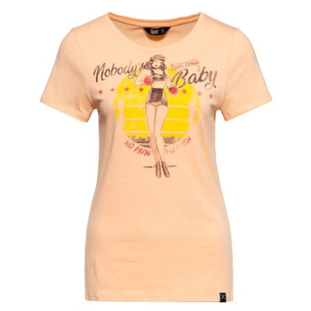 Queen Kerosin Nobody's Baby T-Shirt Peach-L | 17% korting | Queen Kerosin