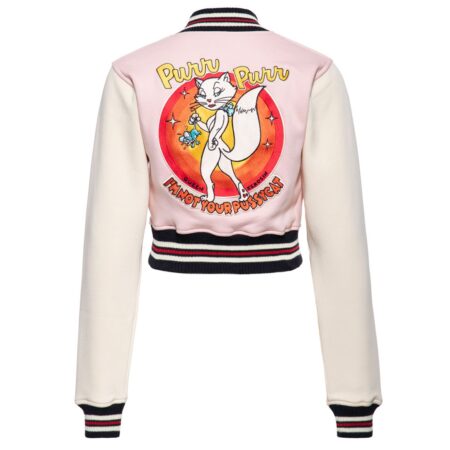 Queen Kerosin Not Your Pussycat Cropped College Jacket Dusty Pink-XXXL | Queen Kerosin