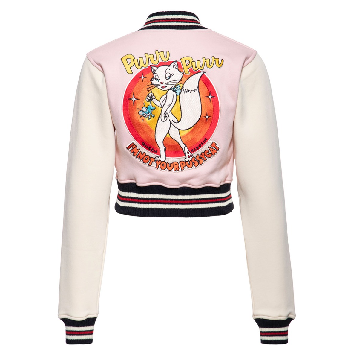 Queen Kerosin Not Your Pussycat Cropped College Jacket Dusty Pink-XXXL | Queen Kerosin
