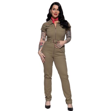 Queen Kerosin Overall Racing Queen - Khaki-2XL | Queen Kerosin