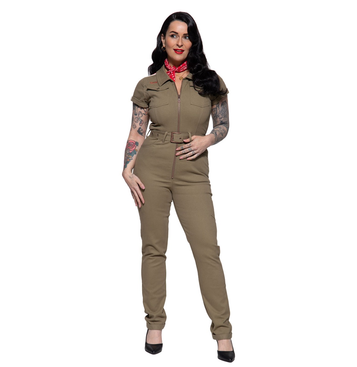 Queen Kerosin Overall Racing Queen - Khaki-2XL | Queen Kerosin